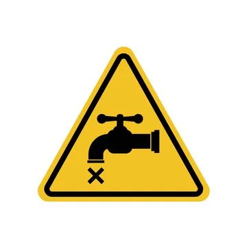 Drought warning sign, tap with cross on yellow triangle board Stock Illustration