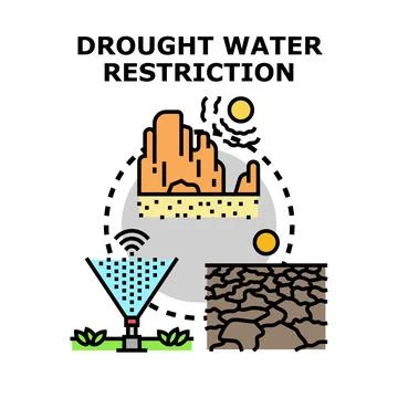 Drought water restriction concept applying smart irrigation Stock Illustration