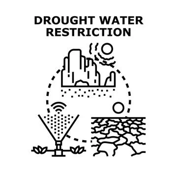 Drought water restriction concept applying smart irrigation Stock Illustration