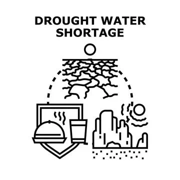 Drought water shortage causing global climate change problems Stock Illustration
