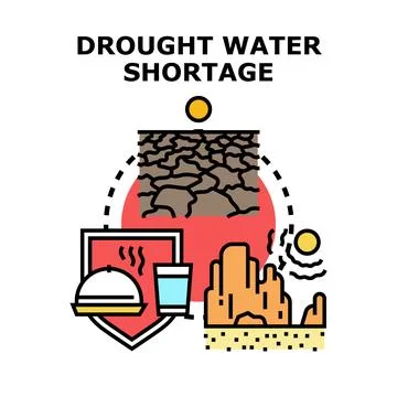 Drought water shortage causing global climate change problems Stock Illustration