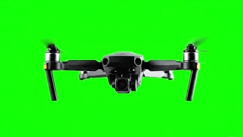 Drown flying of the center middle point in pure clean green screen Stock Footage 317811690