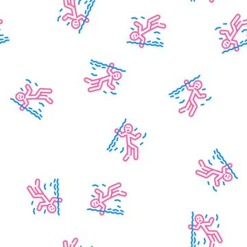 Drowned man accident vector seamless pattern Stockillustratie