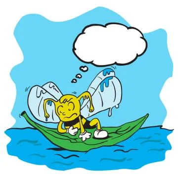 Drowning bee with thought bubble Stock Illustration