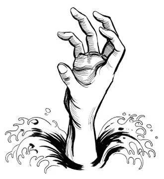 Drowning hand Illustrazione stock