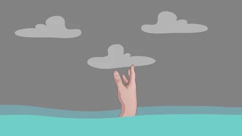 Drowning Man in the Middle of the Sea Stock Footage 75243947