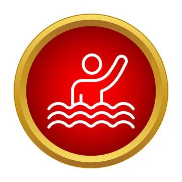Drowning person calling for help in water icon Stock Illustration