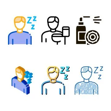 Drowsiness variants man icon vector outline Stock Illustration