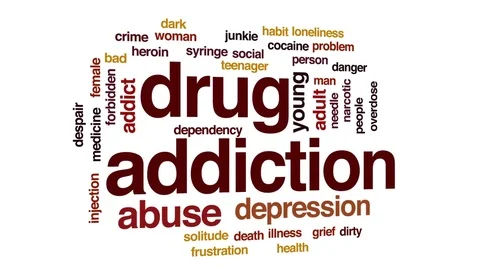 Drug addiction animated word cloud, text... | Stock Video | Pond5