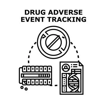 Drug adverse event tracking vector concept illustrating care Stock Illustration