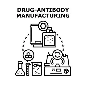 Drug antibody manufacturing process vector illustration Stock Illustration