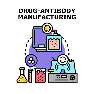 Drug antibody manufacturing process vector illustration Stock Illustration