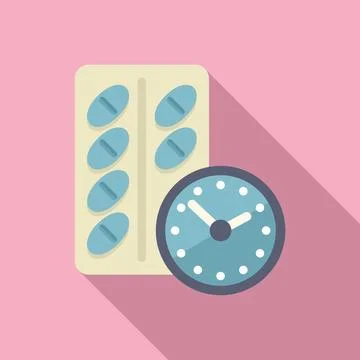 Drug blister using time icon flat vector. Health care Stock Illustration