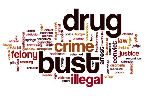 Drug bust word cloud Stock Illustration