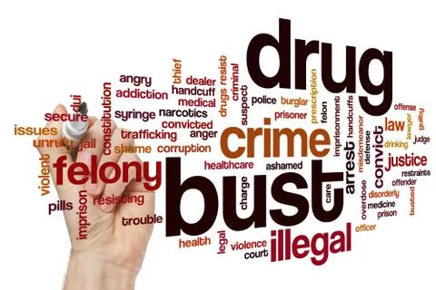 Drug bust word cloud Stock Illustration