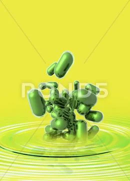 Drug capsules, artwork Stock Illustration