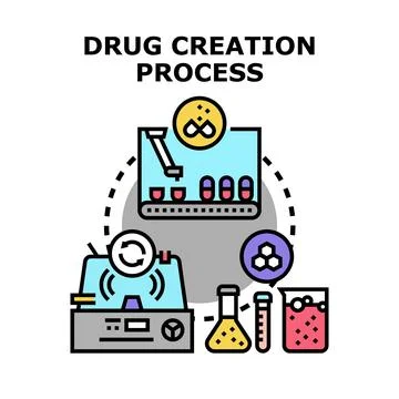 Drug creation process managing pharmaceutical development Stock Illustration
