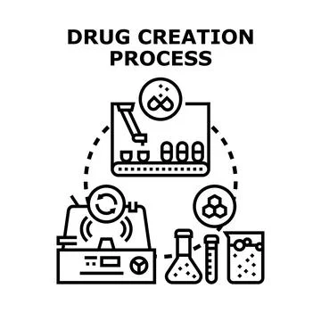 Drug creation process managing pharmaceutical development Stock Illustration