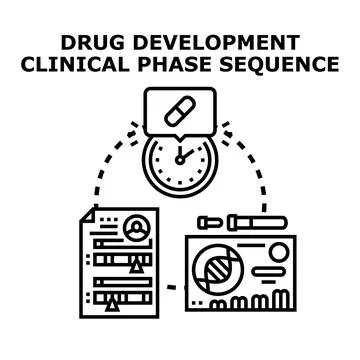 Drug development clinical phase sequence vector concept Stockillustratie