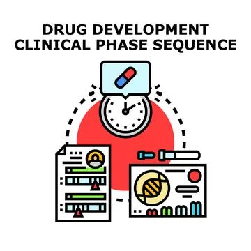 Drug development clinical phase sequence vector concept Stock Illustration