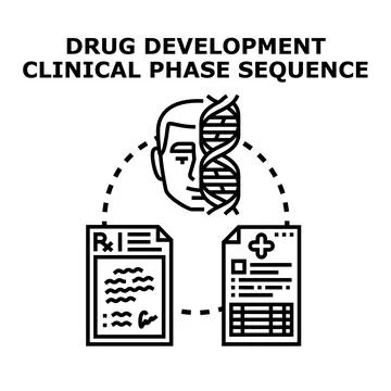 Drug development clinical phase sequence vector illustration Stock Illustration