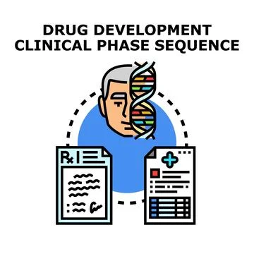 Drug development clinical phase sequence vector illustration Stock Illustration