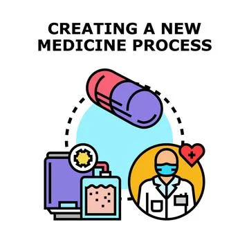 Drug development process creating new medical solutions Stockillustratie
