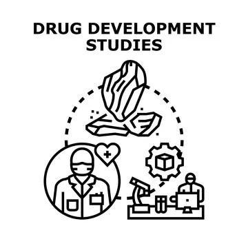Drug development studies process for pharmacy and medicine 스톡 일러스트