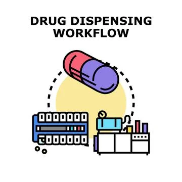 Drug dispensing workflow technology automating pharmacy operations 스톡 일러스트
