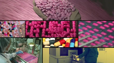 Drug Factory multiscreen Video stock 26614627