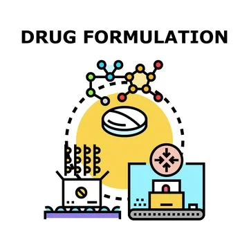 Drug formulation process developing new pharmaceutical products Stock Illustration