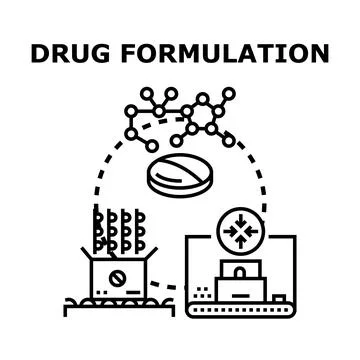 Drug formulation process developing new pharmaceutical products Stock-Illustration