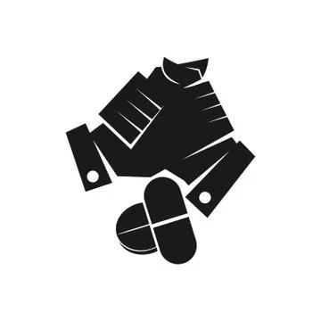 Drug Handshake Commitment Teamwork Together Black Logo Stockillustratie