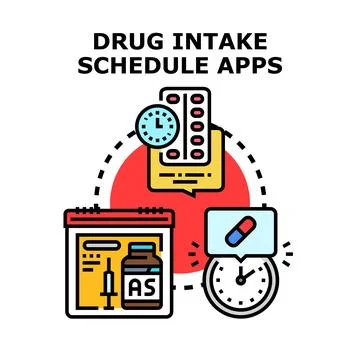 Drug intake schedule apps concept vector illustration 스톡 일러스트