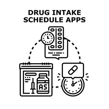 Drug intake schedule apps concept vector illustration Stock Illustration