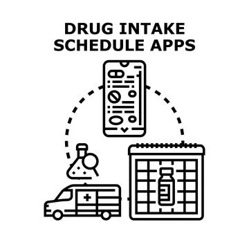 Drug intake schedule apps concept vector illustration Stock Illustration