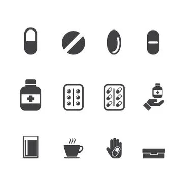 Drug, medication vector set Stock Illustration