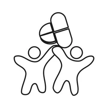 Drug Medicine Commitment Teamwork Together Outline Logo 스톡 일러스트