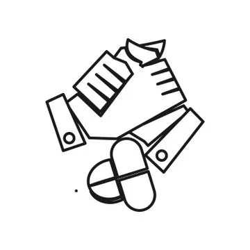 Drug Medicine Commitment Teamwork Together Outline Logo Stockillustratie