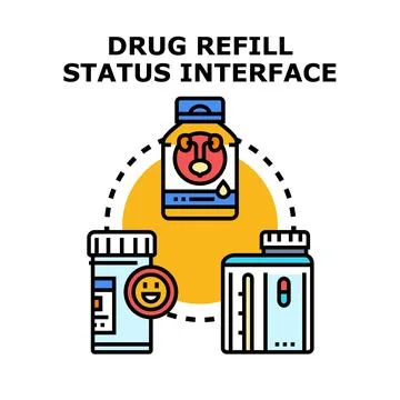 Drug refill status interface concept vector illustration Stock Illustration