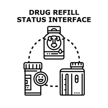 Drug refill status interface concept vector illustration Stock Illustration