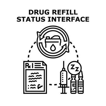 Drug refill status interface managing medication delivery process 库存插图