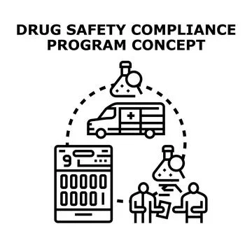 Drug safety compliance program concept illustration Illustrazione stock