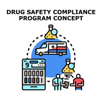 Drug safety compliance program concept illustration Stock Illustration