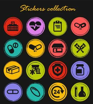 Drug store icons set Stock Illustration