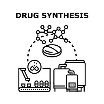 Drug synthesis developing process manufacturing pharmaceutical science 스톡 일러스트