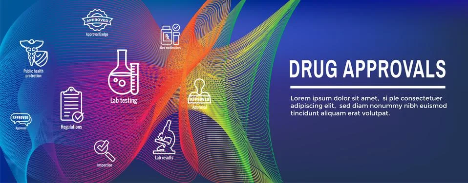Drug Testing and Process Web Header Banner with Icon Set Illustrazione stock