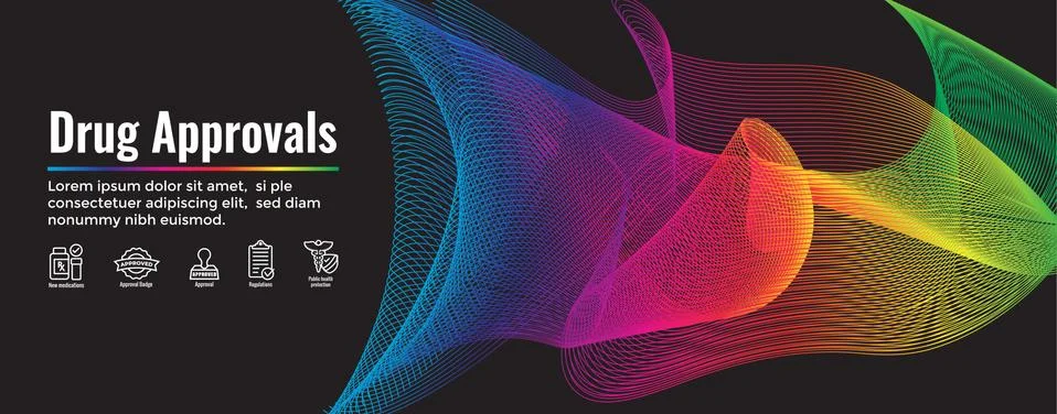 Drug Testing and Process Web Header Banner with Icon Set Stock Illustration