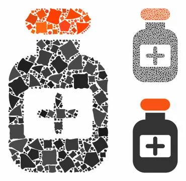 Drugs bottle Composition Icon of Bumpy Pieces Stock Illustration