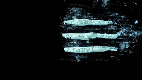 Drugs in capsules fall in slow motion on cocaine lines Stock Footage 132334022